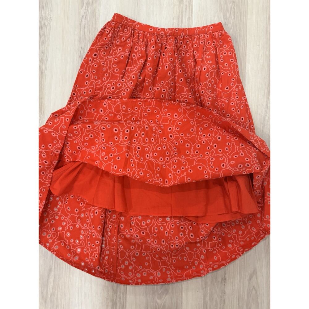 Anthropologie Women’s Marimekko Nilan Retukka Red Eyelet SET Top 36 Skirt 40 - Picture 11 of 13